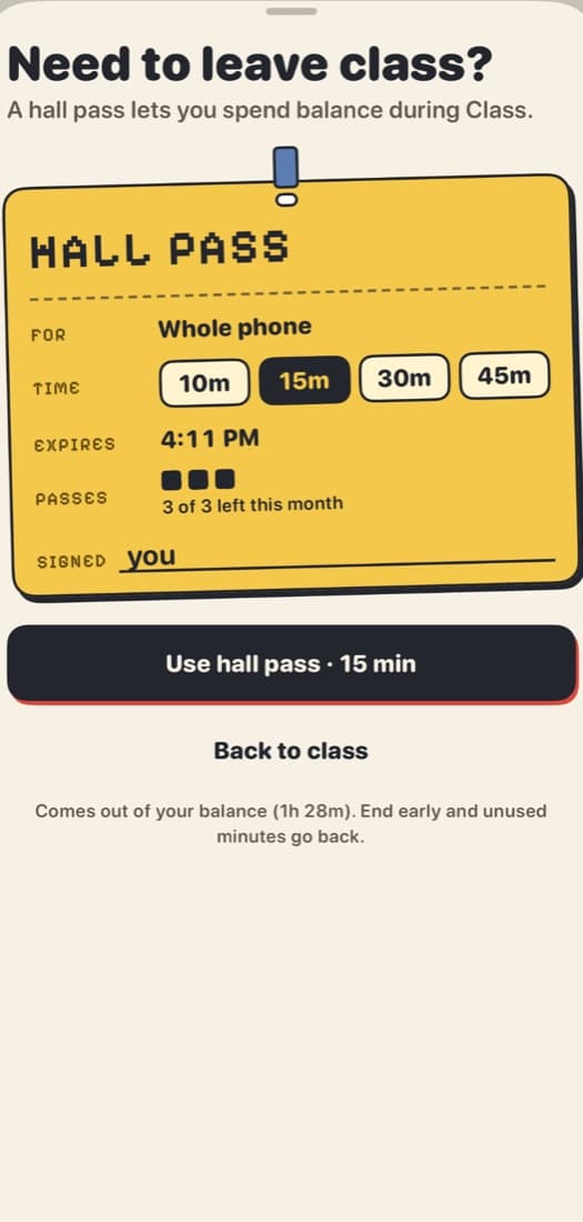 Locker Hall passes screen